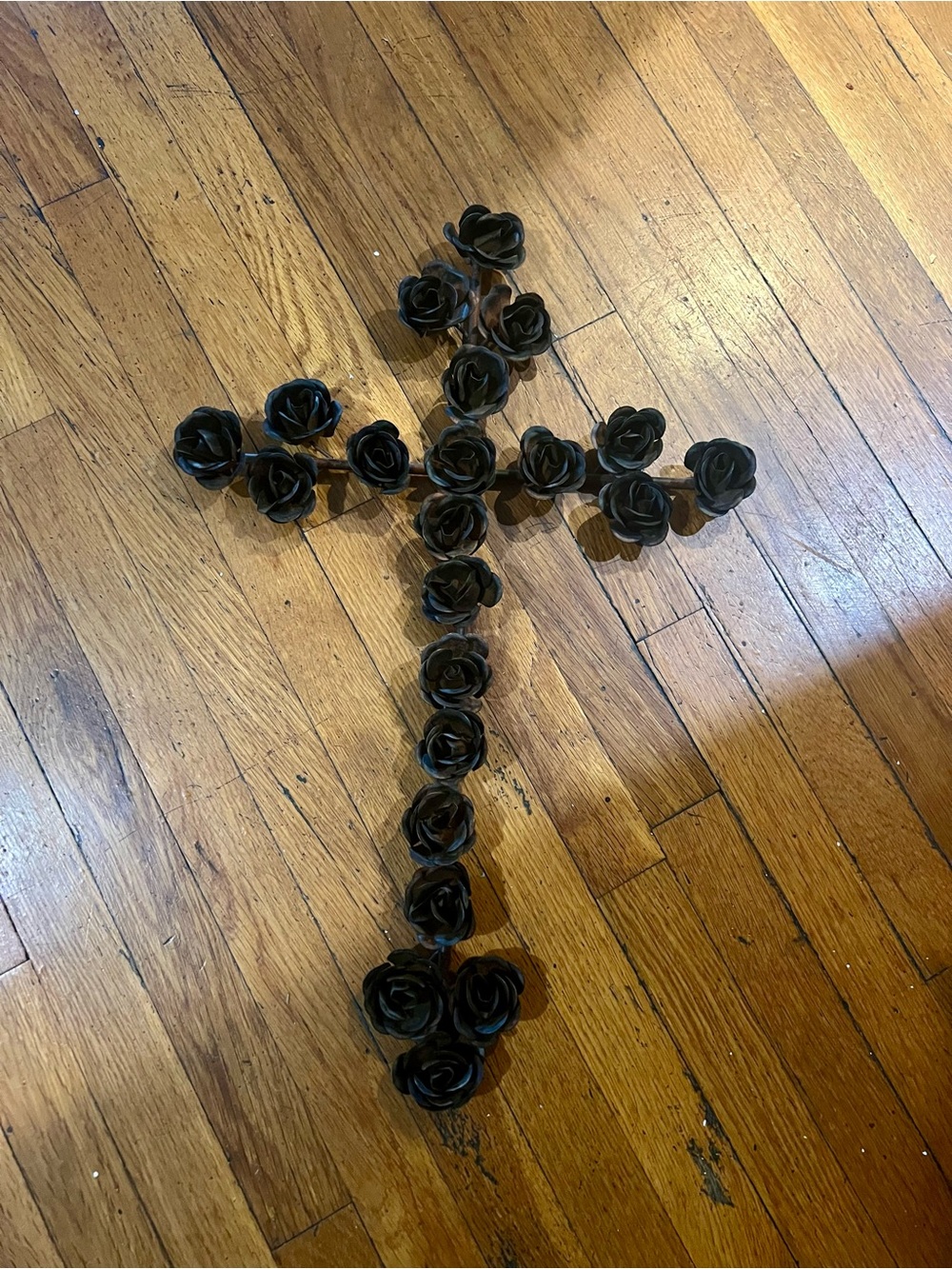 Beautiful Metal Rose Cross 22 inches along